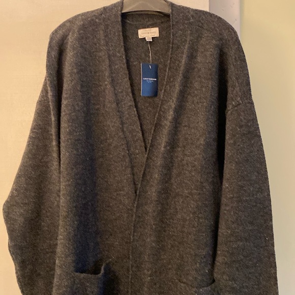 Lucky Brand Dark Gray Long Wool Blend Cardigan New With Tags - Picture 2 of 16